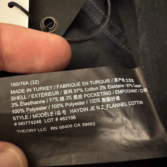 Theory Haydin Eclipse Blue Mens 32/32 Pants made in Turkey - Picture 5 of 9